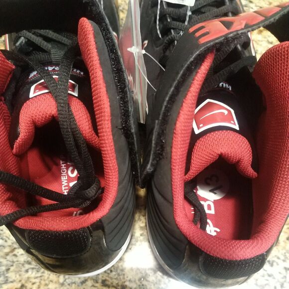 NEW Nike Huarache Strike Steel Baseball Cleats Black & Red 615965 061 Size 13 - Picture 11 of 12